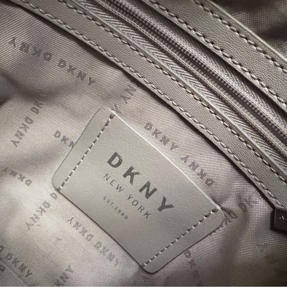 DKNY Navy Logo Crossbody Bag – Faux Leather Shoulder Bag with Scarf Detail - Picture 6 of 11